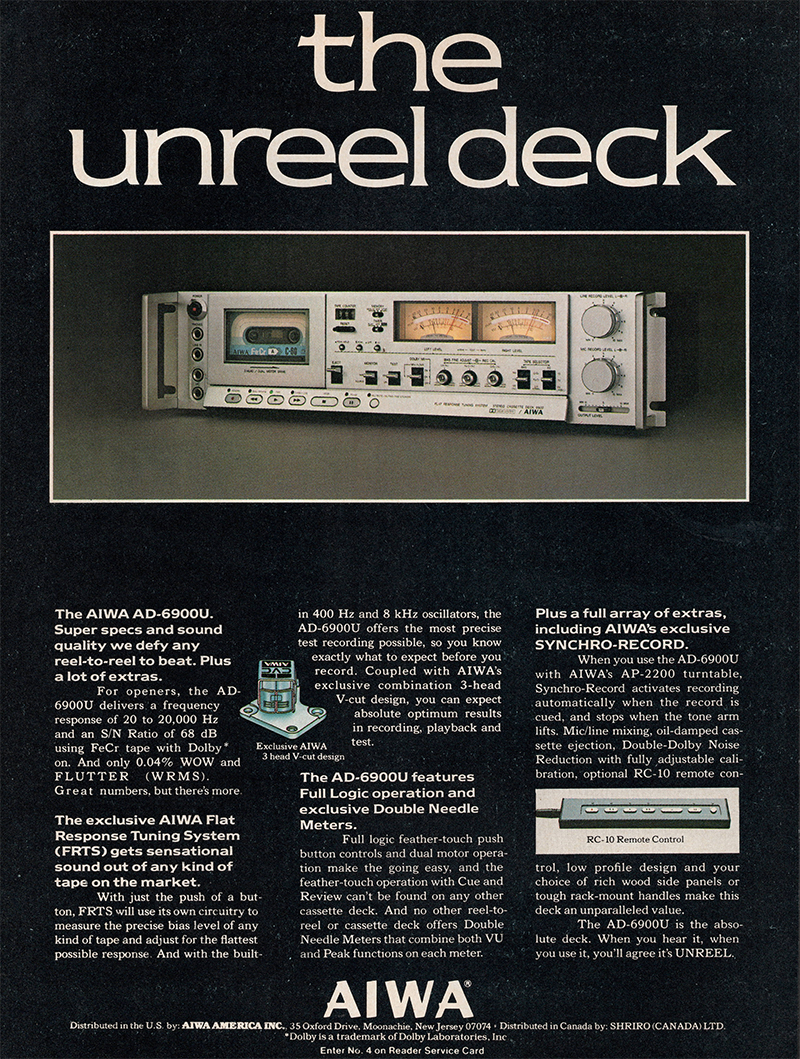 Aiwa advertisement in Audio, October 1978