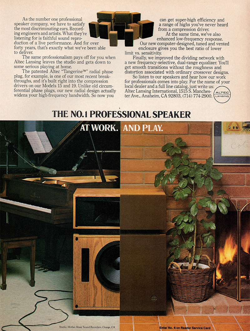 Altec advertisement in Audio, October 1978