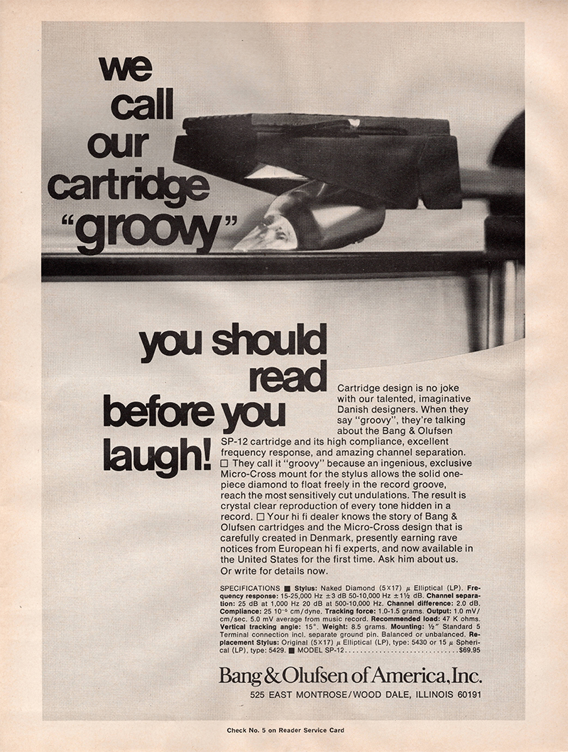 Bang & Olufsen advertisement in Audio, October 1970