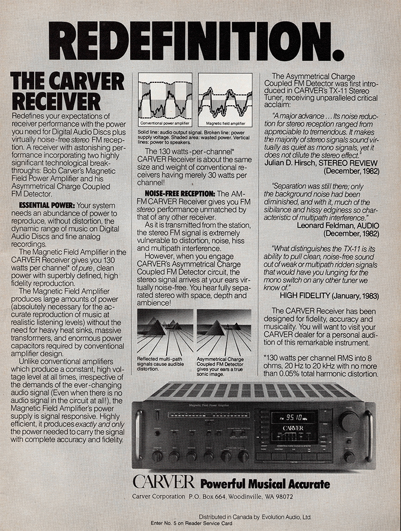 Carver advertisement in Audio, October 1983