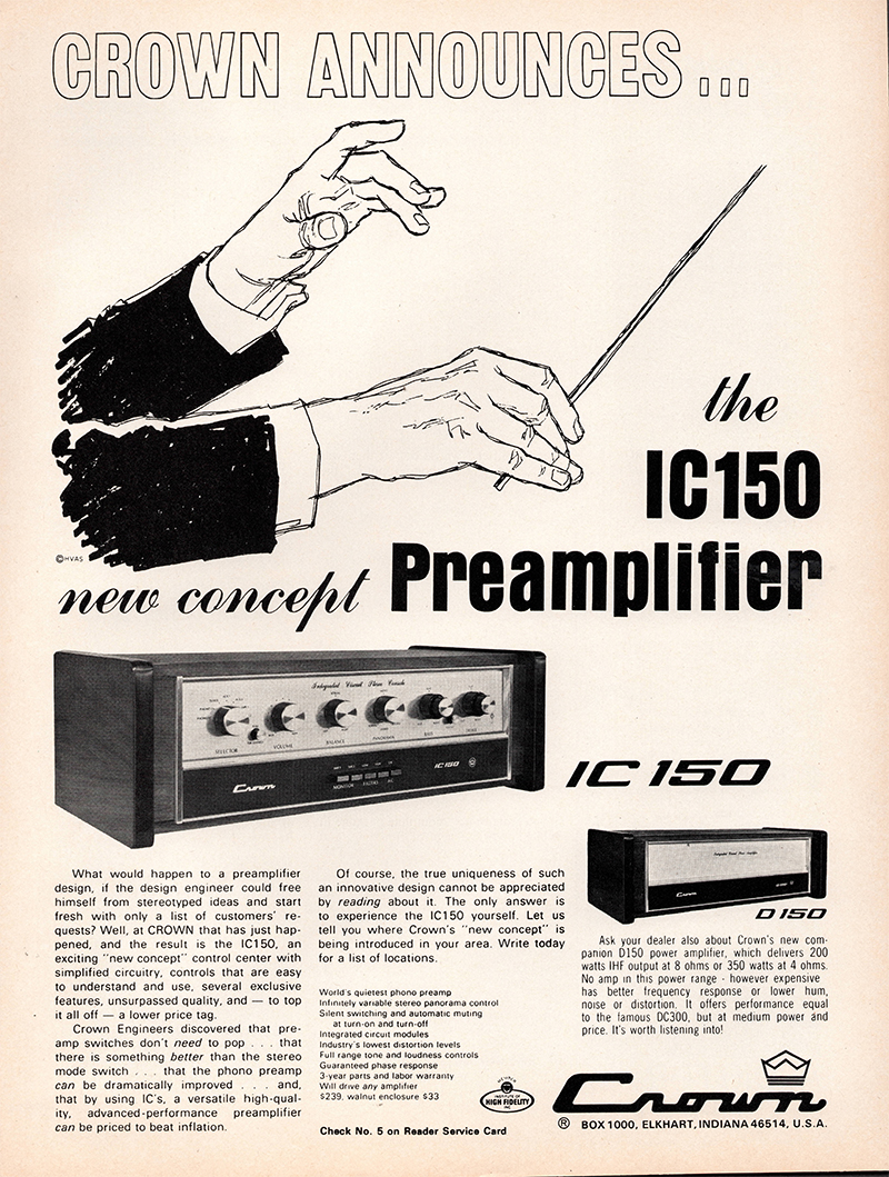 Crown advertisement in Audio, May 1971