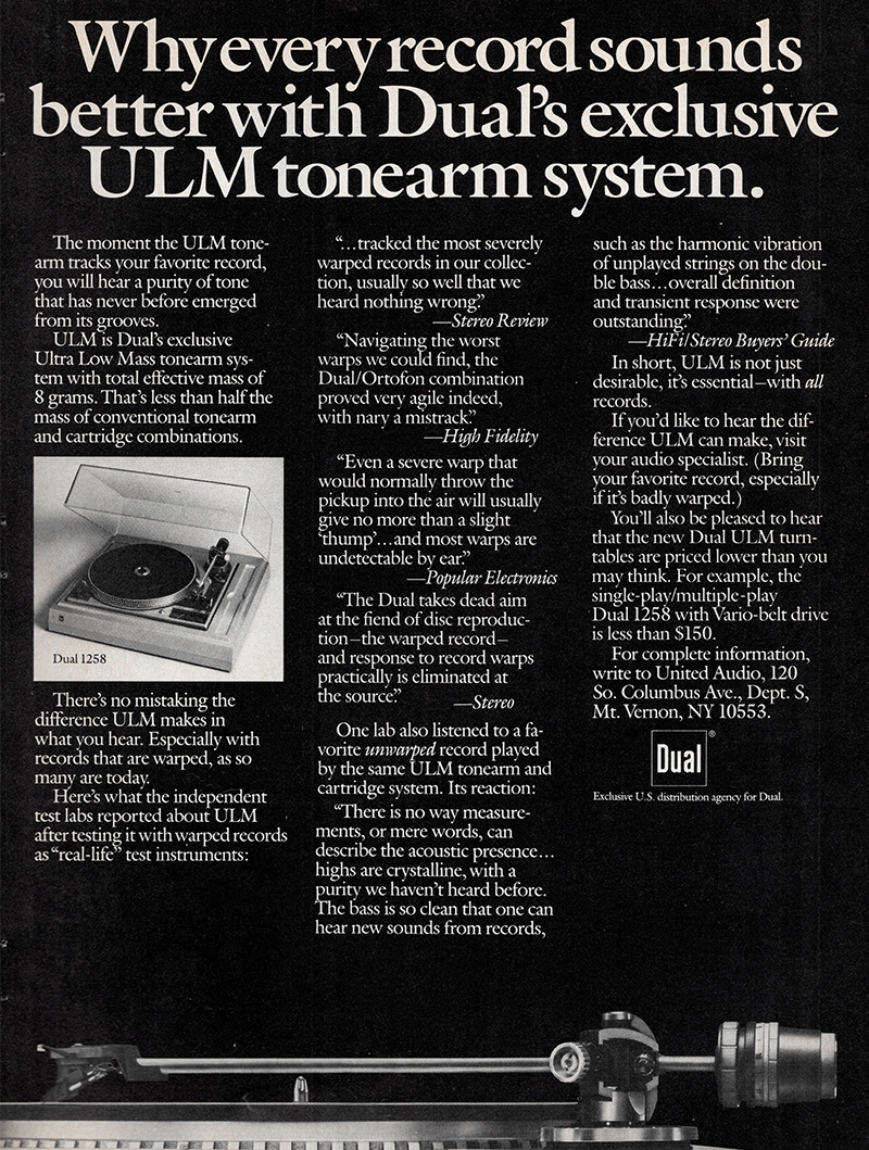 Dual advertisement in Stereo Review, November 1981