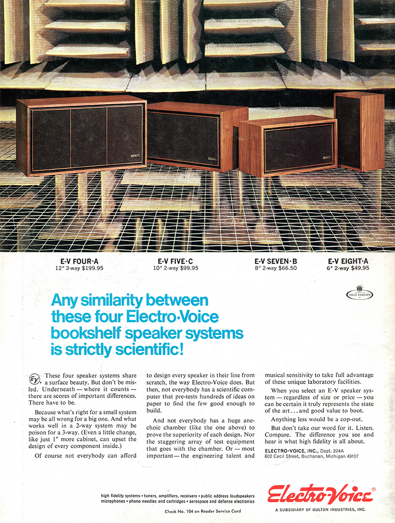 Electro-Voice advertisement in Audio, February 1970