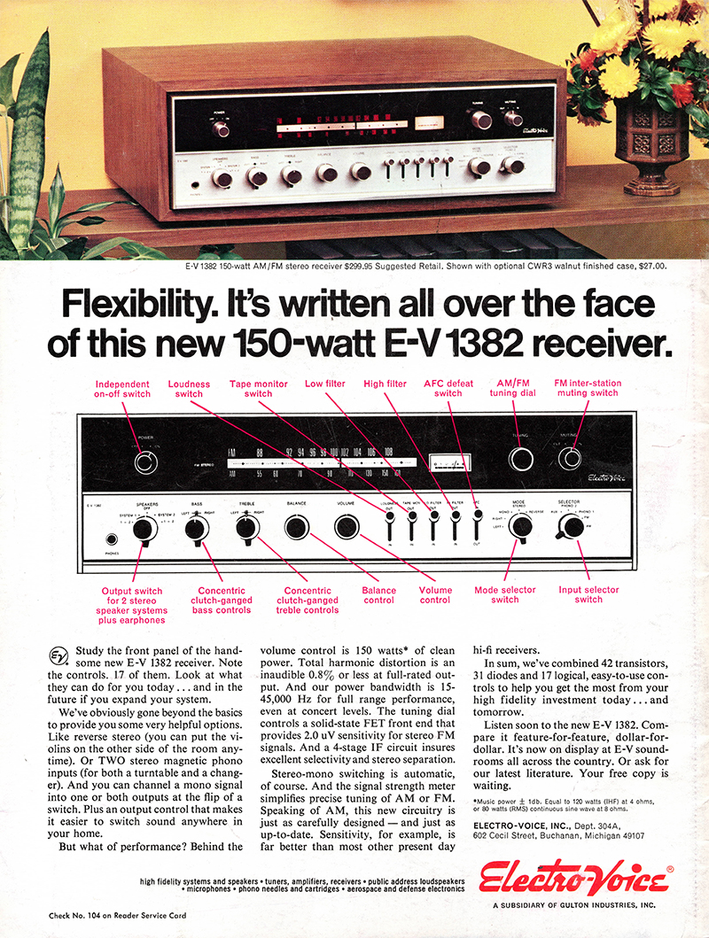Electro-Voice advertisement in Audio, March 1970
