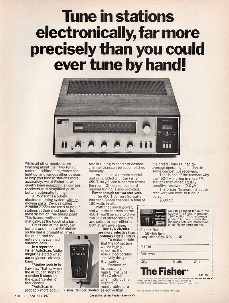 Fisher advertisement in Audio, January 1970