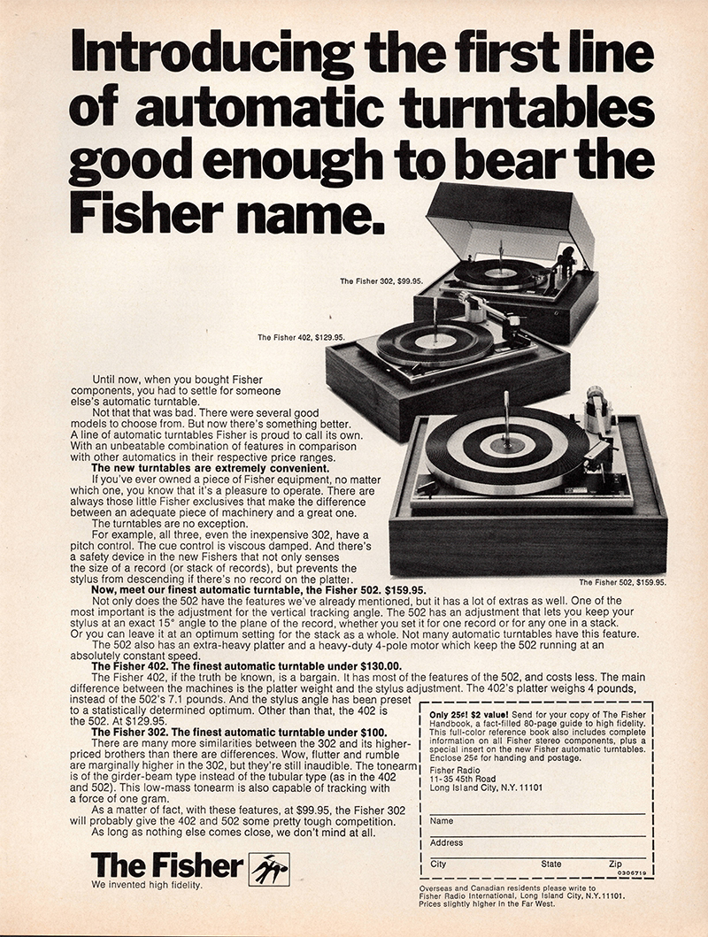 Fisher advertisement in Audio, June 1971