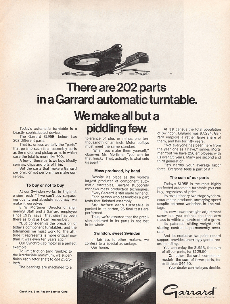 Garrard advertisement in Audio, April 1971