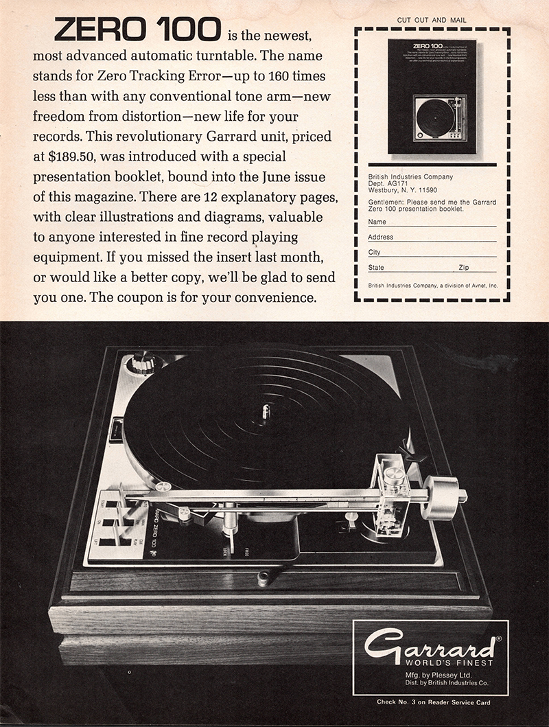 Garrard advertisement in Audio, July 1971