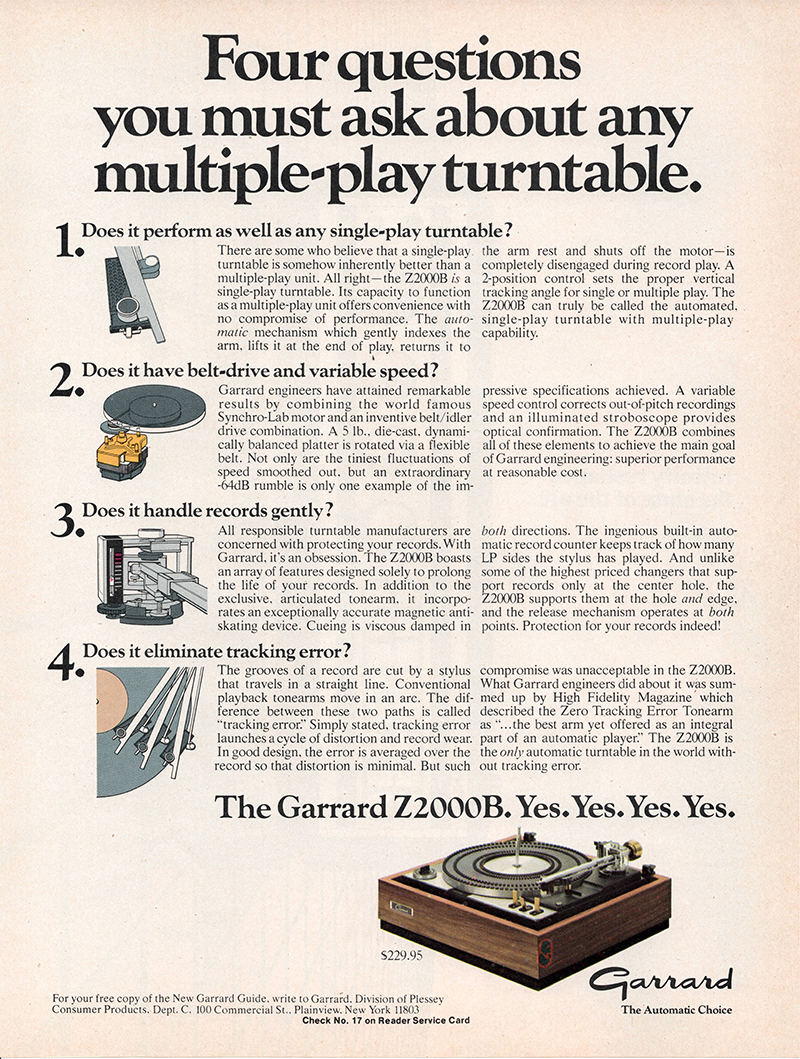 Garrard advertisement in Audio, February 1976