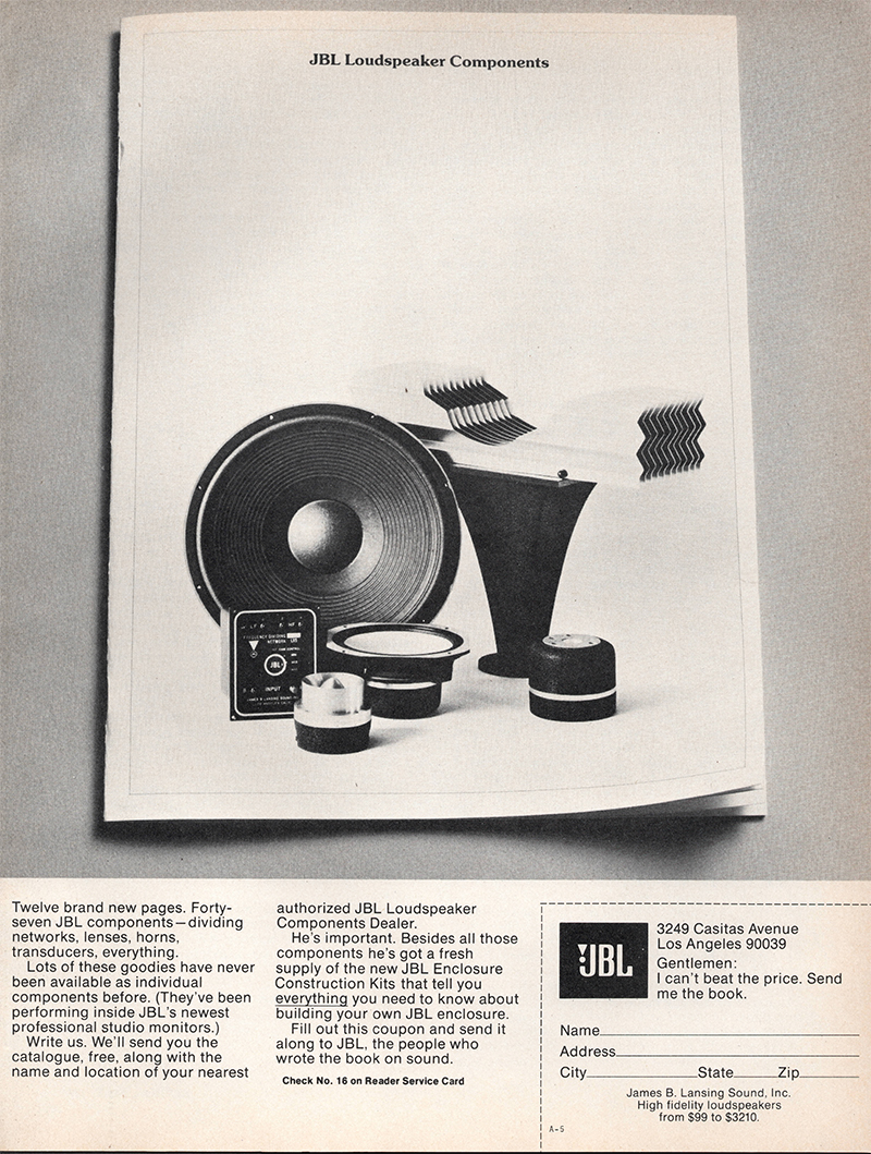 JBL advertisement in Audio, May 1976