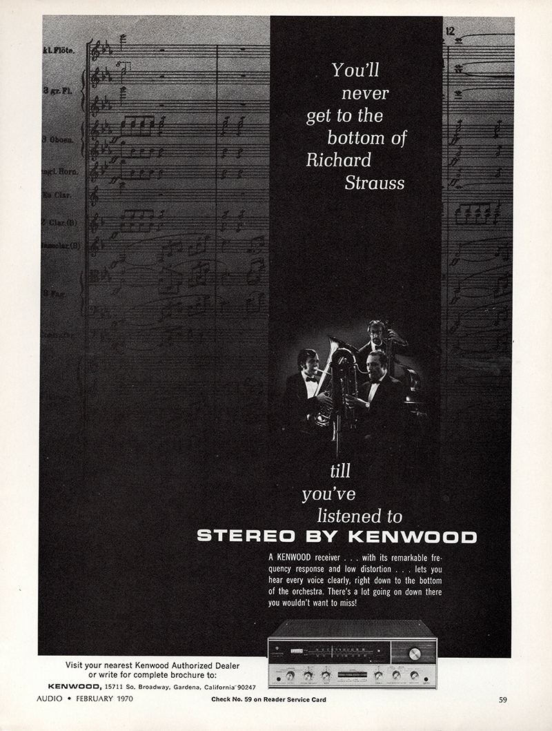 Kenwood advertisement in Audio, February 1970