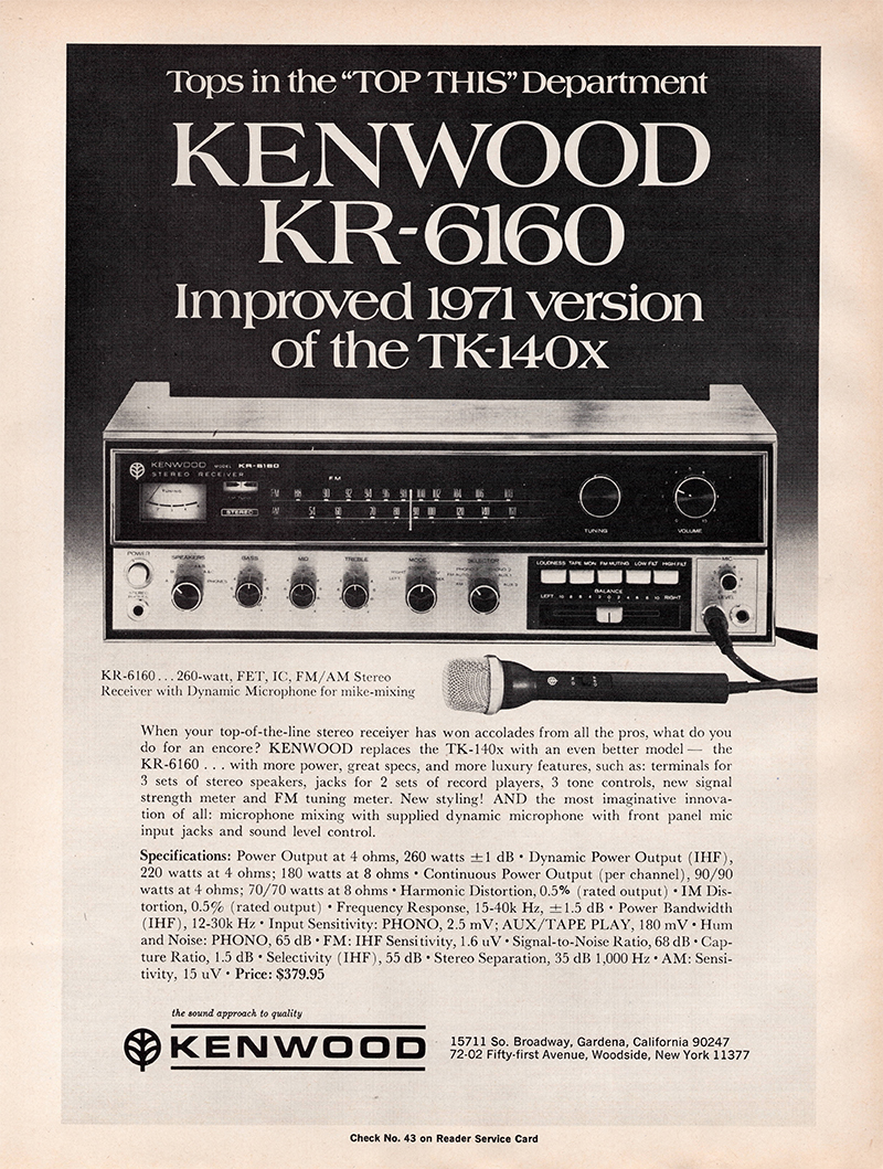 Kenwood advertisement in Audio, October 1970