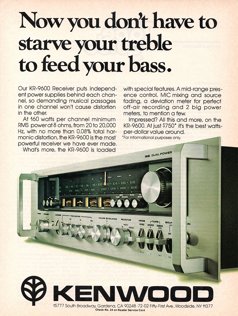 Kenwood advertisement in Audio, November 1976
