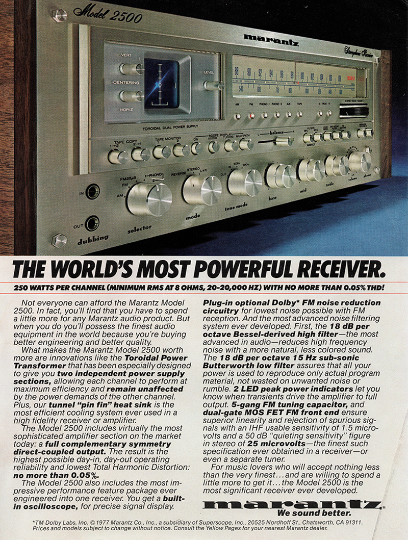 Marantz advertisement in Audio, October 1977