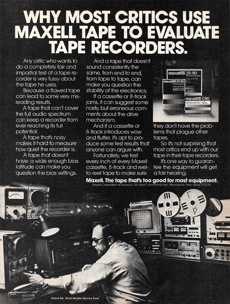 Maxell advertisement in Audio, November 1976