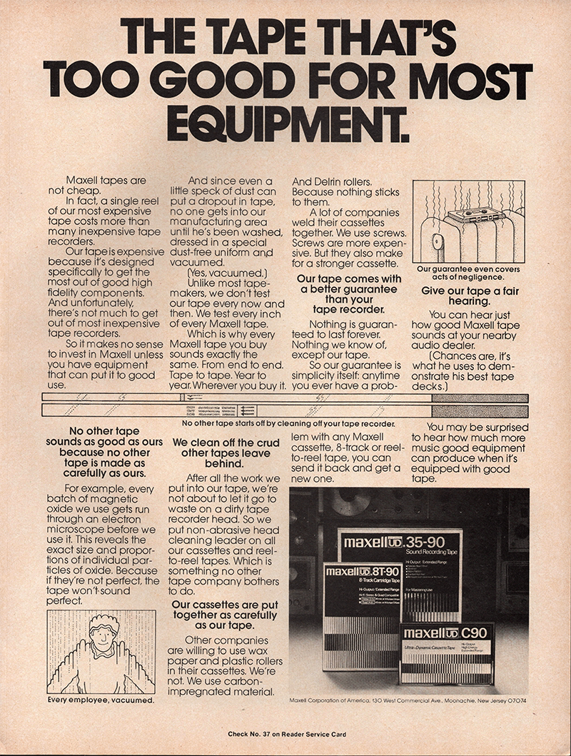 Maxell advertisement in Audio, January 1977