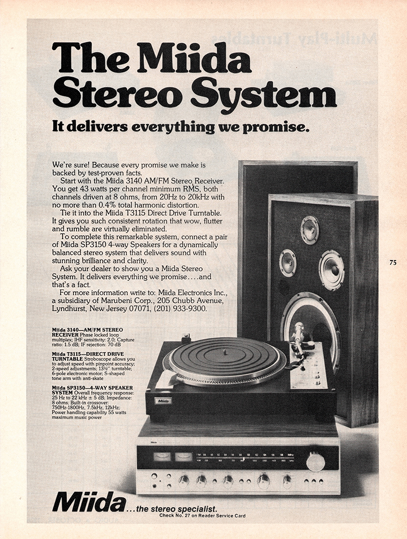 Miida advertisement in Audio, October 1976