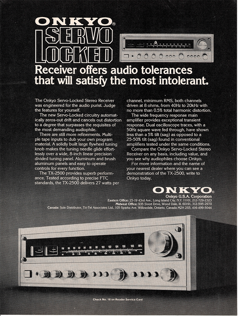 Onkyo advertisement in Audio, September 1976