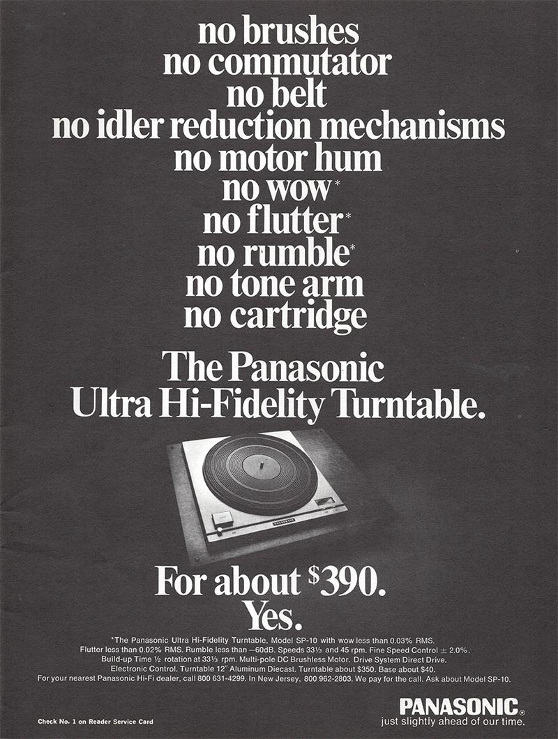 Panasonic advertisement in Audio, March 1971