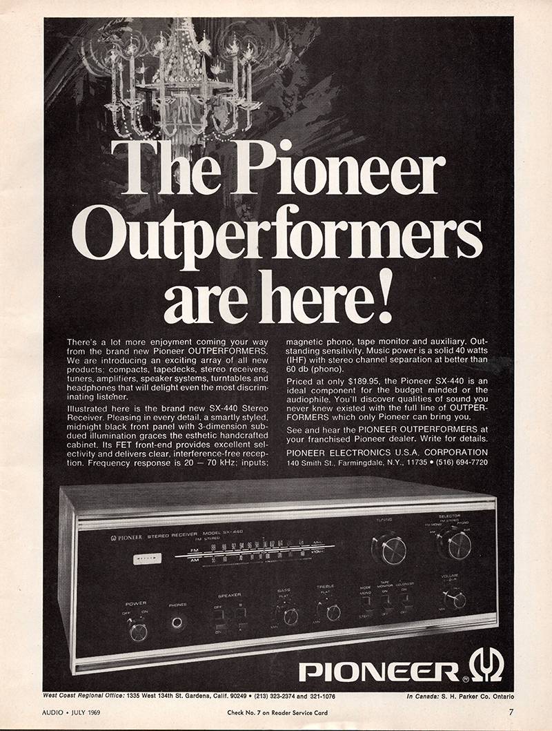 Pickering advertisement in Audio Pioneer, July 1969