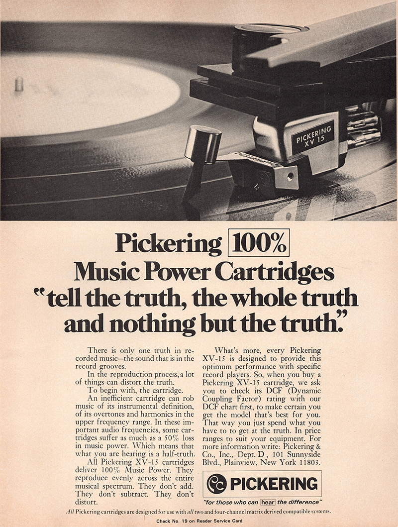 Pickering advertisement in Audio, September 1972