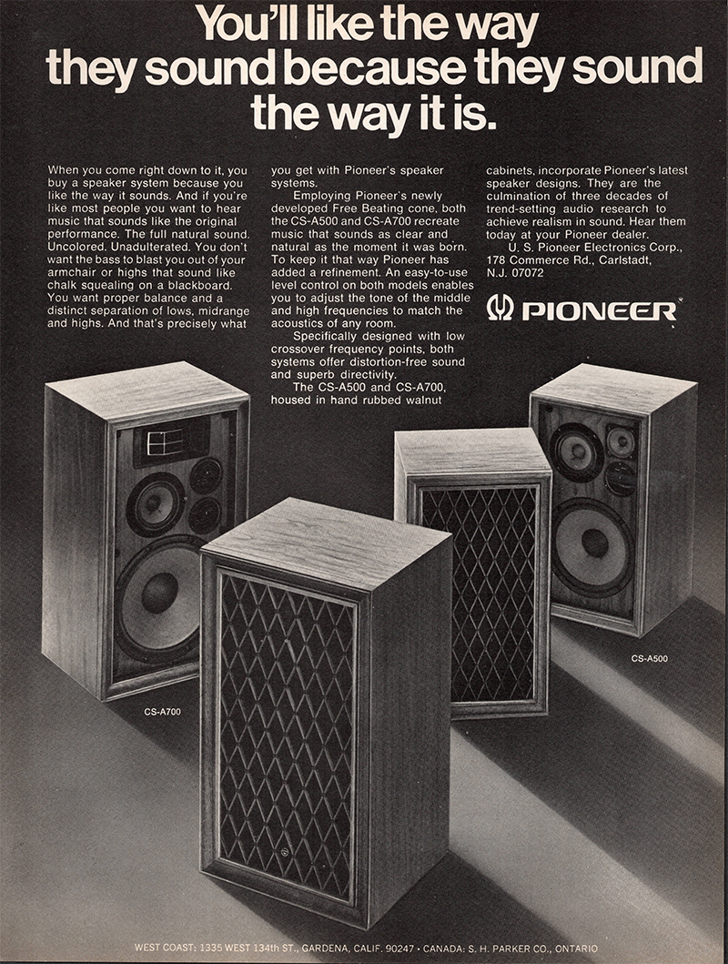 Pioneer advertisement in Audio, March 1971