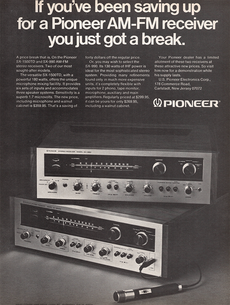 Pioneer advertisement in Audio, September 1971