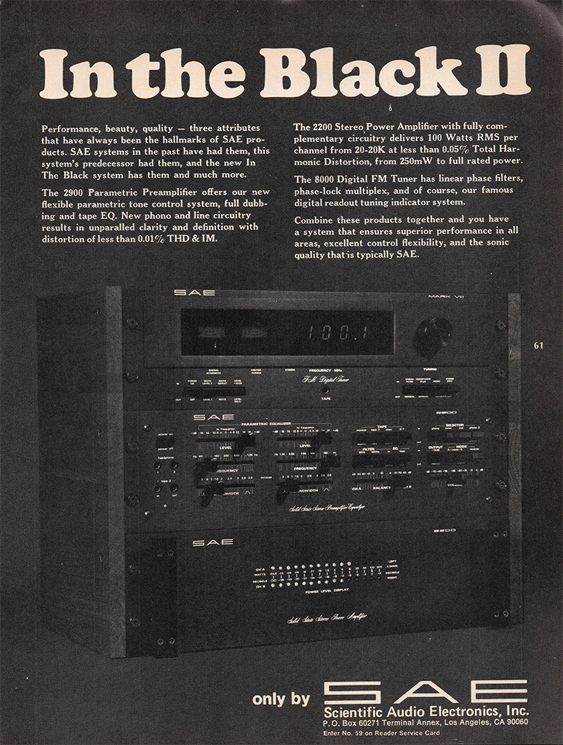 SAE advertisement in Audio, October 1977