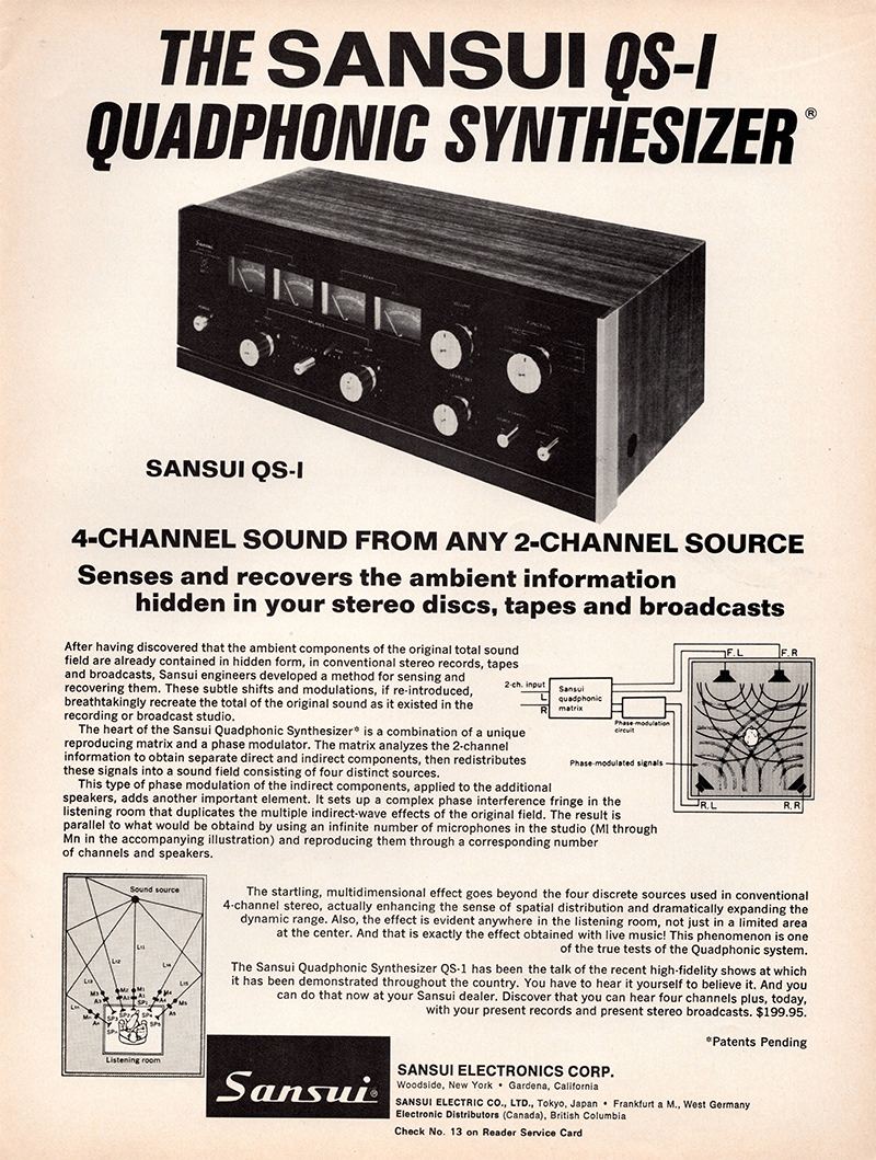 Sansui advertisement in Audio, August 1971