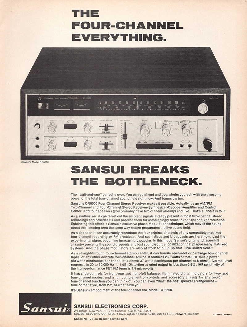 Sansui advertisement in Audio, October 1971