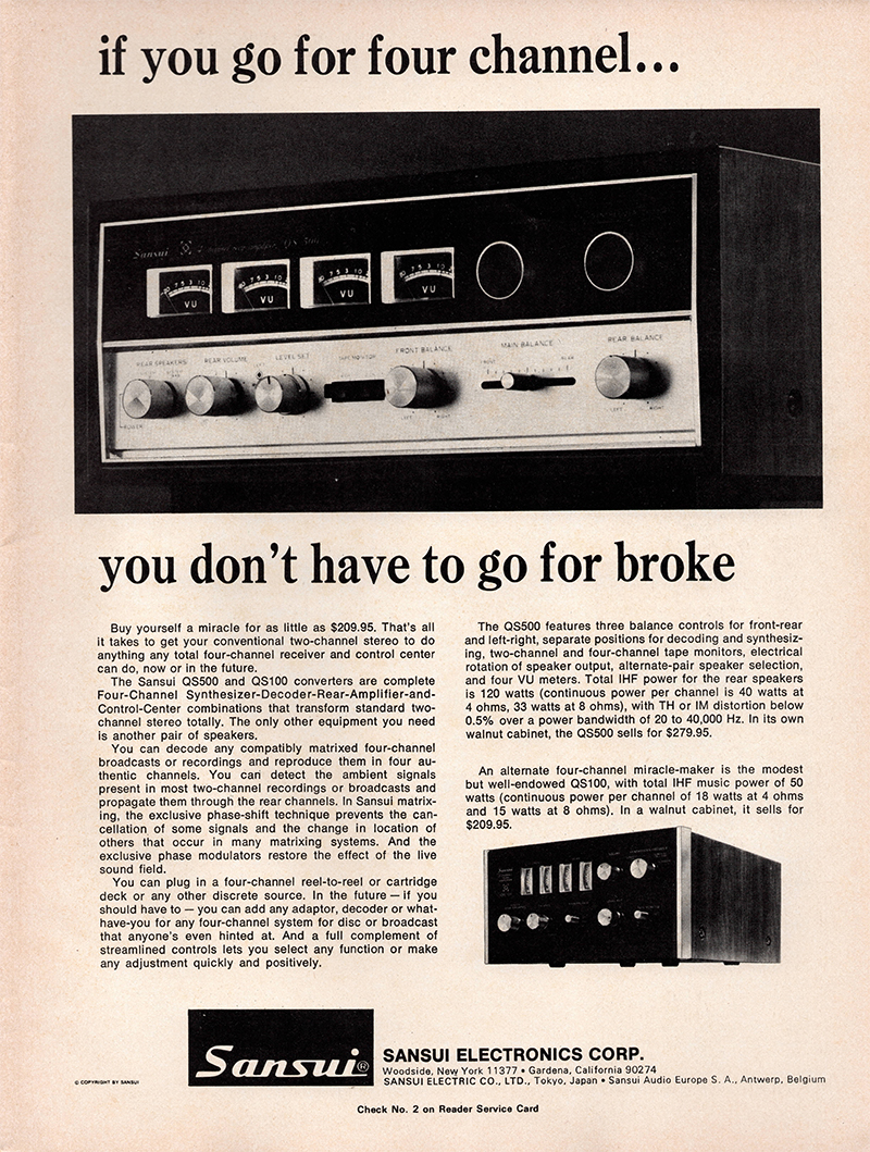 Sansui advertisement in Audio, January 1972