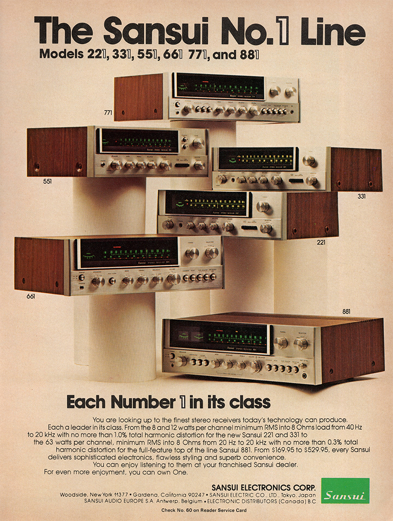 Sansui advertisement in Audio, October 1975