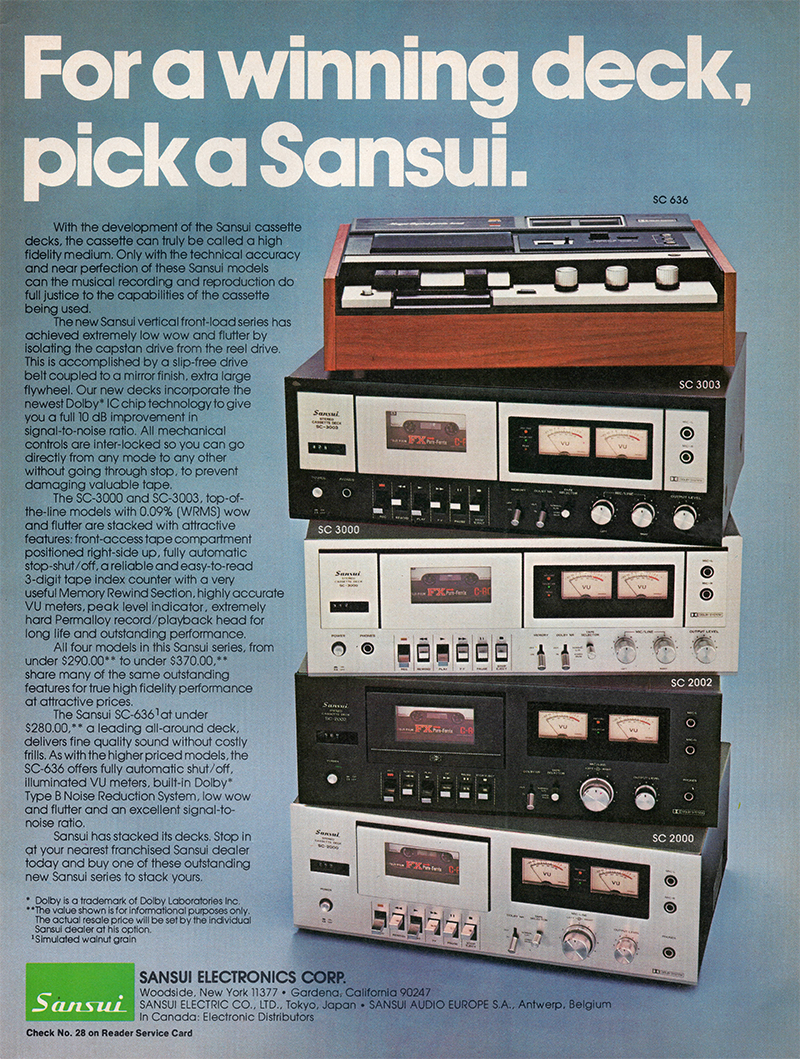 Sansui advertisement in Audio, July 1976