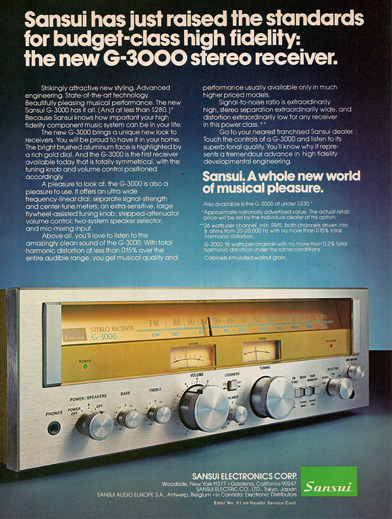 Sansui advertisement in Audio, October 1977