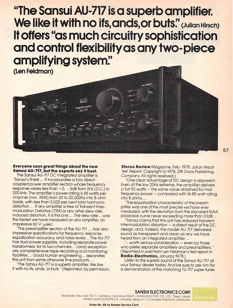 Sansui advertisement in Audio, October 1978