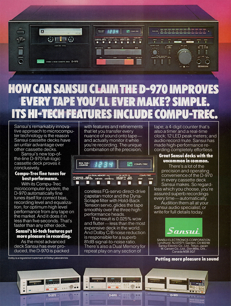 Sansui advertisement in Audio, April 1983