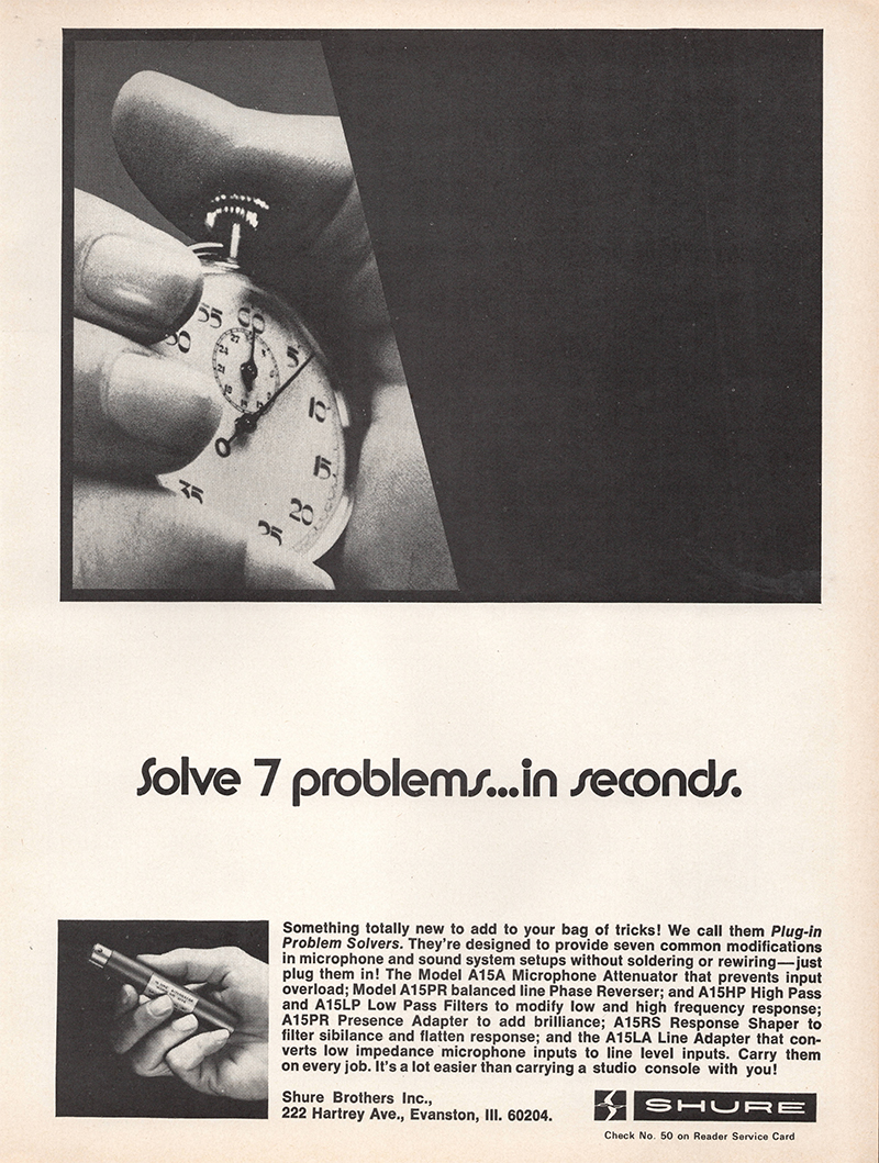 Shure advertisement in Audio, September 1971