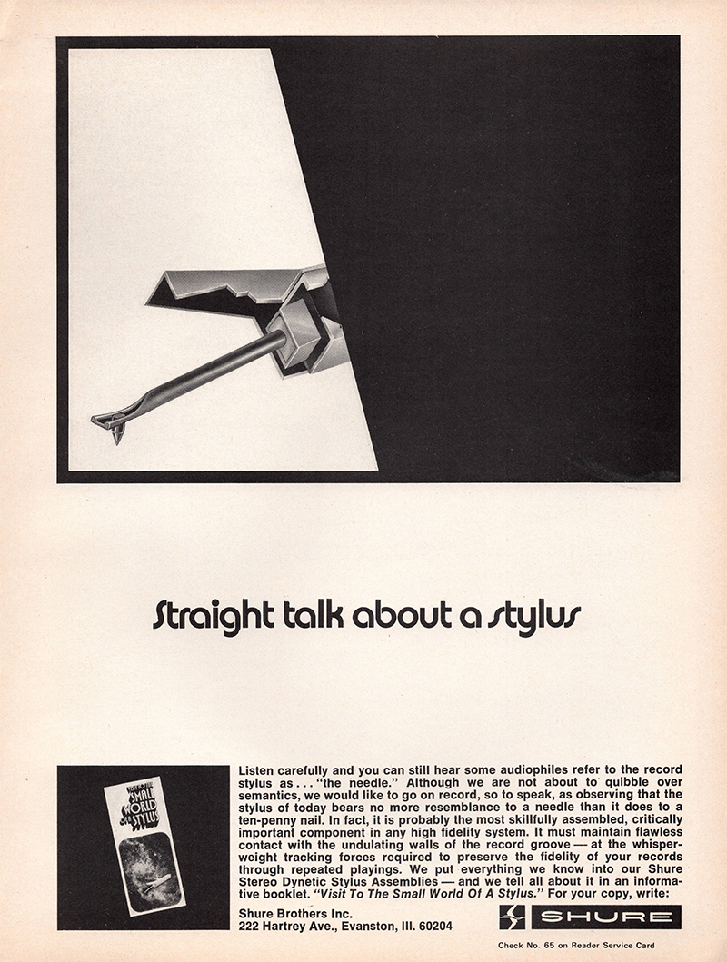Shure advertisement in Audio, October 1971