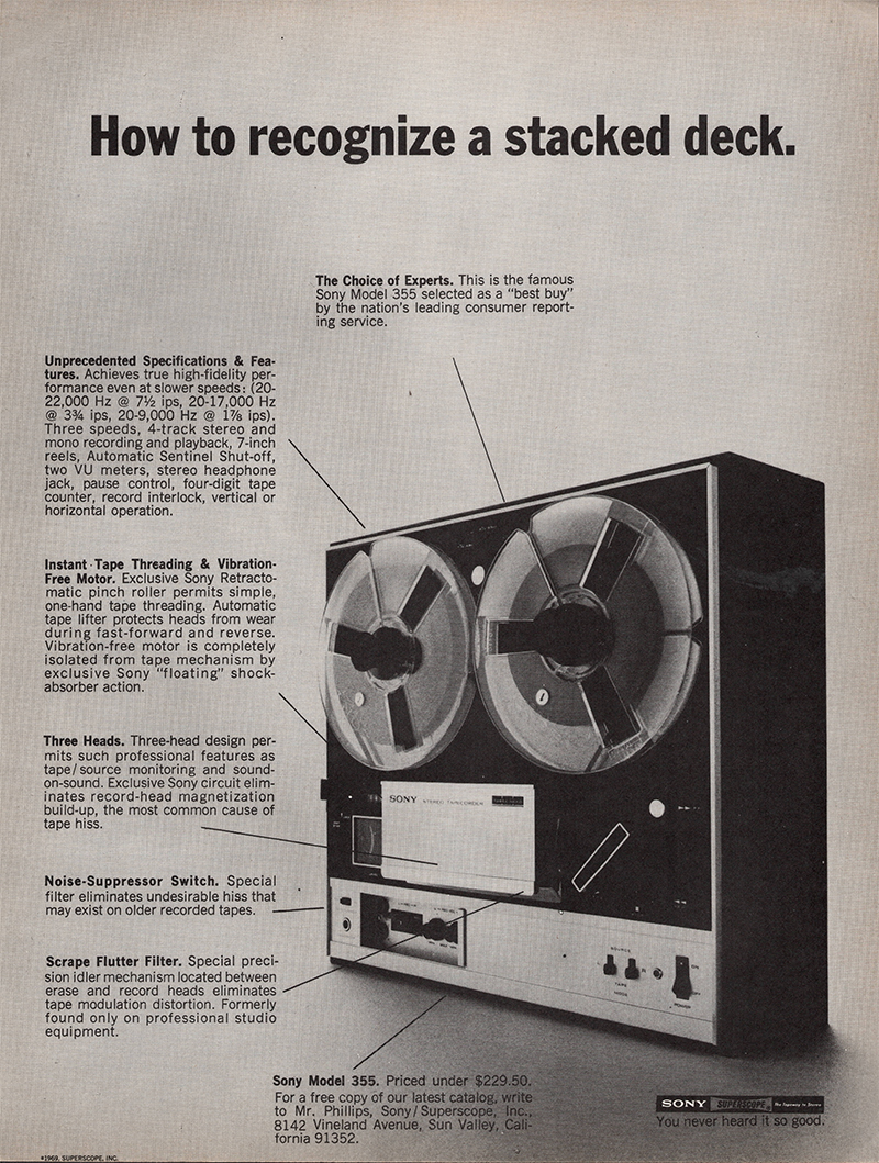 Sony advertisement in Audio, June 1969
