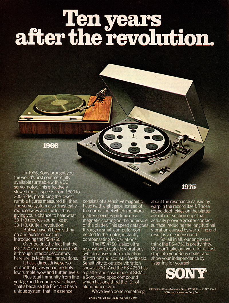 Sony advertisement in Audio, January 1976
