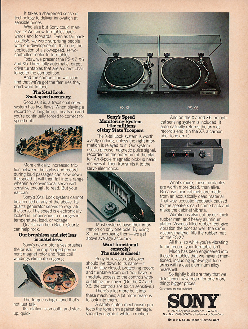 Sony advertisement in Audio, October 1977