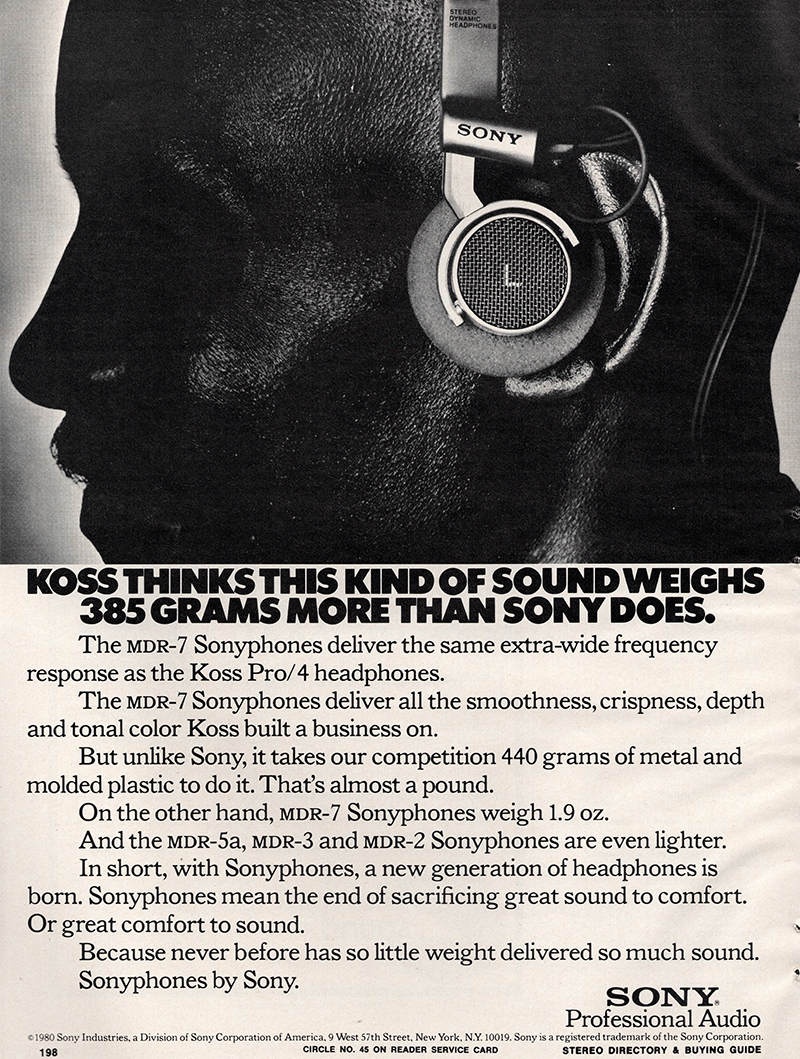 Sony advertisement in Stereo Review, October 1981