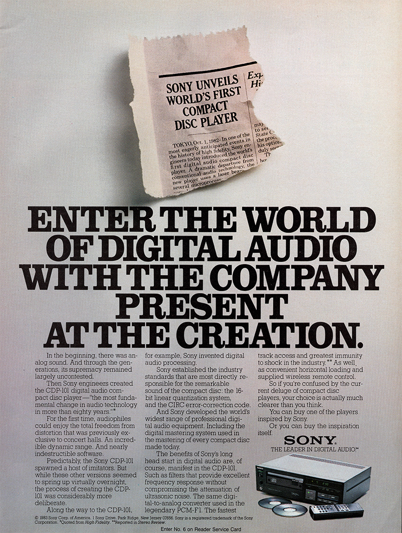 Sony advertisement in Audio, December 1983