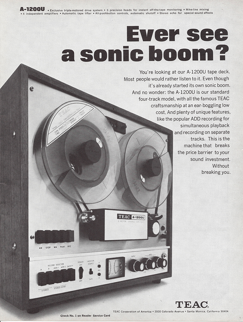 Teac advertisement in Audio, December 1969