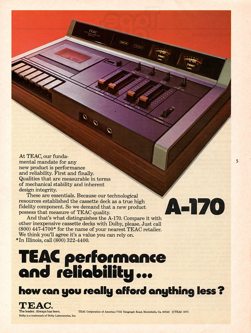 Teac advertisement in Audio, September 1976