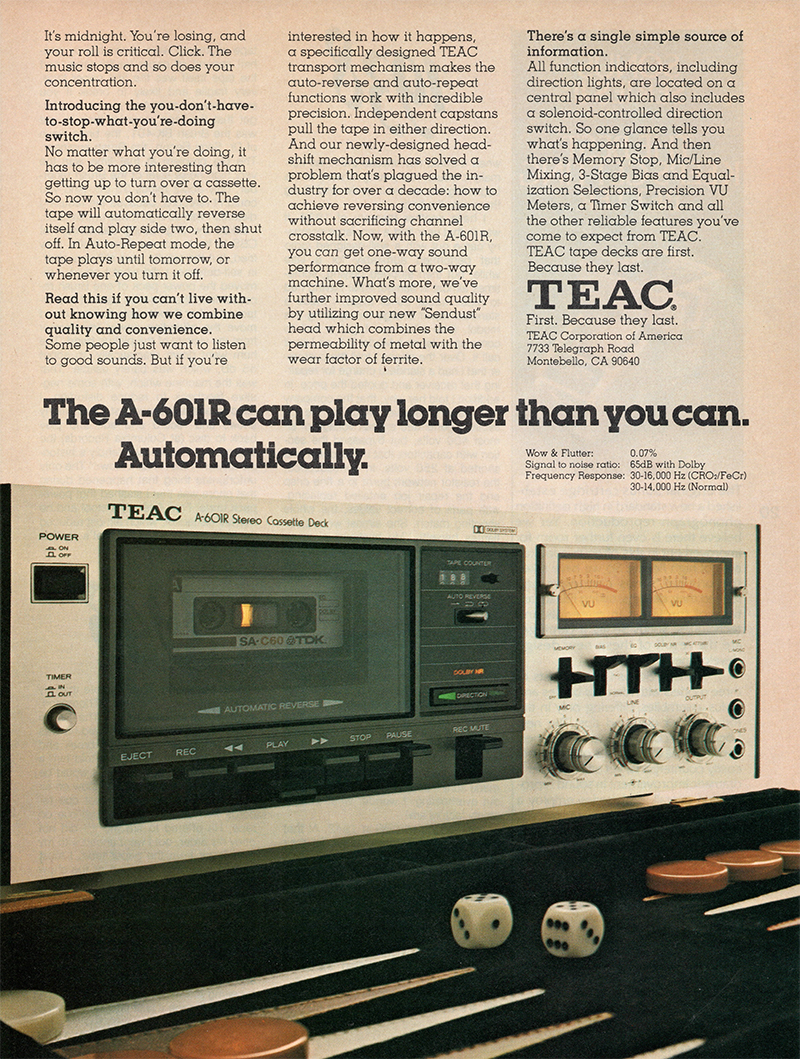 Teac advertisement in Audio, October 1978