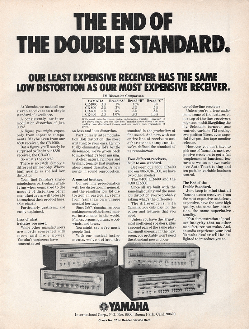 Yamaha advertisement in Audio, March 1976